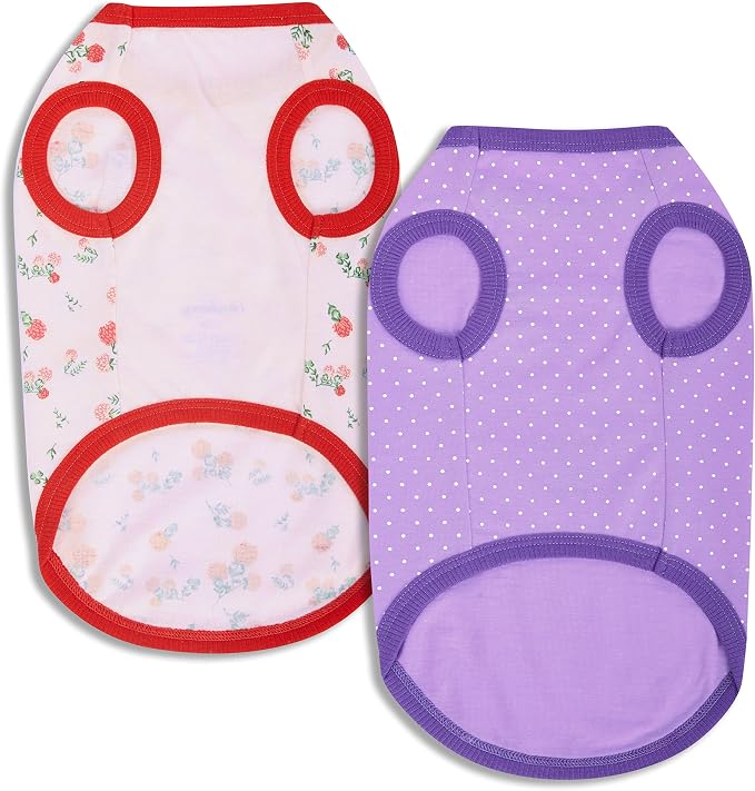 Blueberry Pet Pack of 2 Dog Clothes - Soft & Comfy Floral Dog Accessories, 12" Back Length, Sweater Vest, Dog Shirt for Small Dogs, Fashion Pet Apparel
