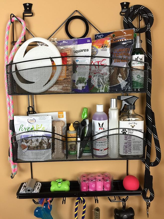 Pet Suppy Organizer #3200 in Black Dog and Cat Storage Over the Door or Wall Closet Rack