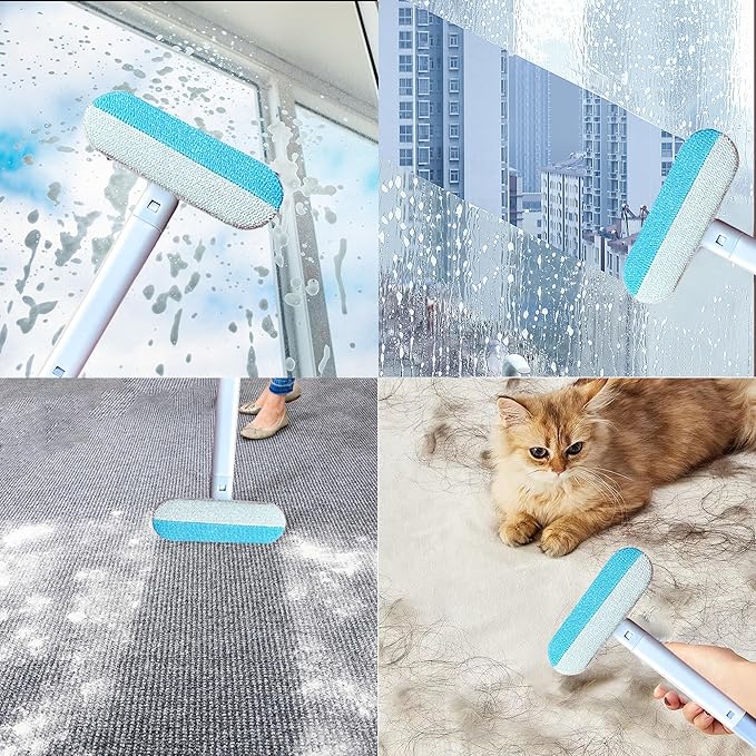 Pet Hair Remover – 4-in-1 Reusable Dog & Cat Hair Removal Tool, Standard Handle (17.7"), 1-Pack, No-Bend Lint Brush for Furniture, Couch, Carpet, Car Seats & Window Screens