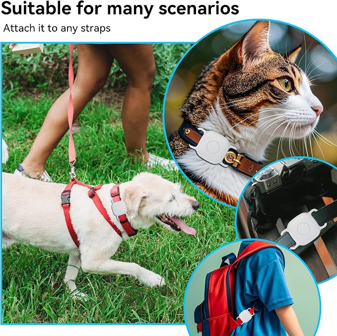DDJ Waterproof Dog Collar Holder for Life360 Tile Mate Tracker, 2-Pack Durable Silicone Cover, Anti Lost for Life 360 Tile Tracker Case for Cat & Pet Collars, Easy Installation, Lightweight, White