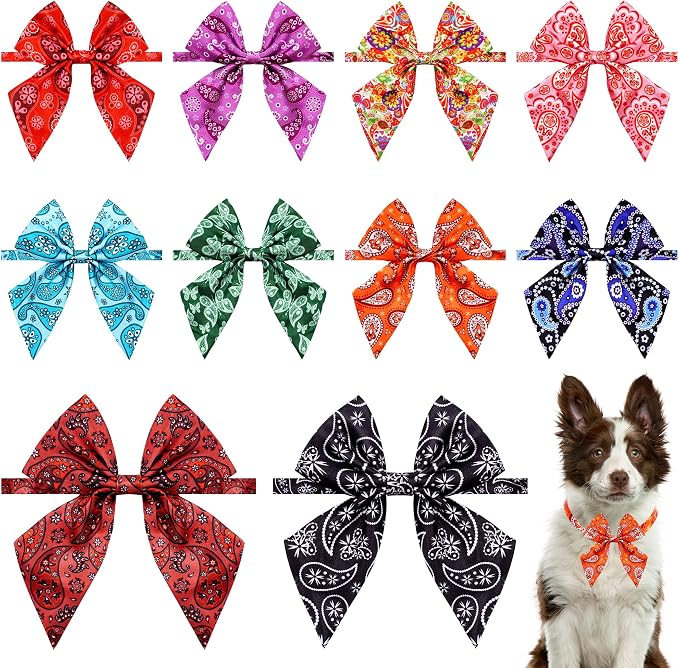 PET SHOW 10 Pack Paisley Sailor Dog Bowties for Large Dogs