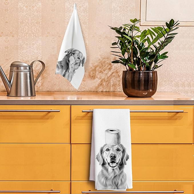 Funny Dog Bathroom Decor Hand Towels, Golden Retriever Gifts Hand Towels,Gifts for Golden Retriever Lovers Women Men,16x24 Inch