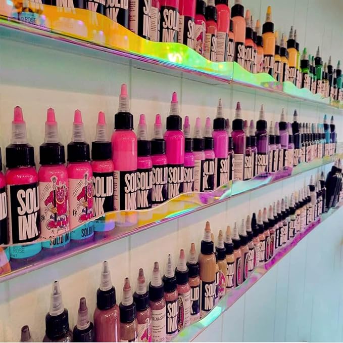 15" Nail Polish Rack Wall Mounted Shelf,6 Pack Clear Rainbow Iridescent Acrylic Organizer Nail Supplies for Nail Techs,Great Display for Salons Retailers