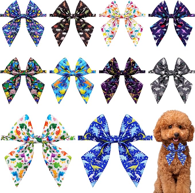PET SHOW 10 Pack Dinosaur Sailor Dog Bowties for Small Dogs