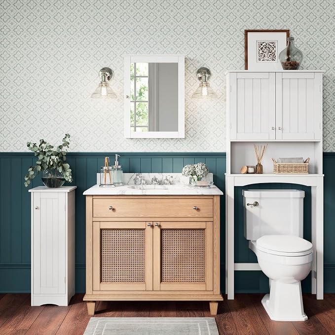 RiverRidge Ashland Bathroom Wall Mount Medicine Cabinet with Mirror, White | Bath Storage Cabinet with Adjustable Interior Shelf and Soft Close Hinges, Large Framed Mirror