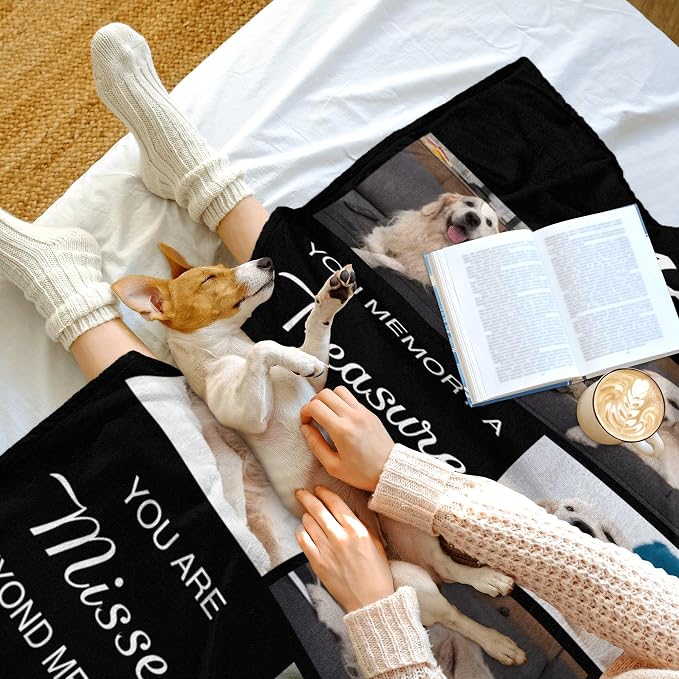 Custom Dog Photos Blankets for Pet Lover, Pet Blanket for Large Dogs, Dog Memorial Gifts for Loss of Dogs, Personalized Memorial Gifts of Puppy Cat Hamsters Rabbits