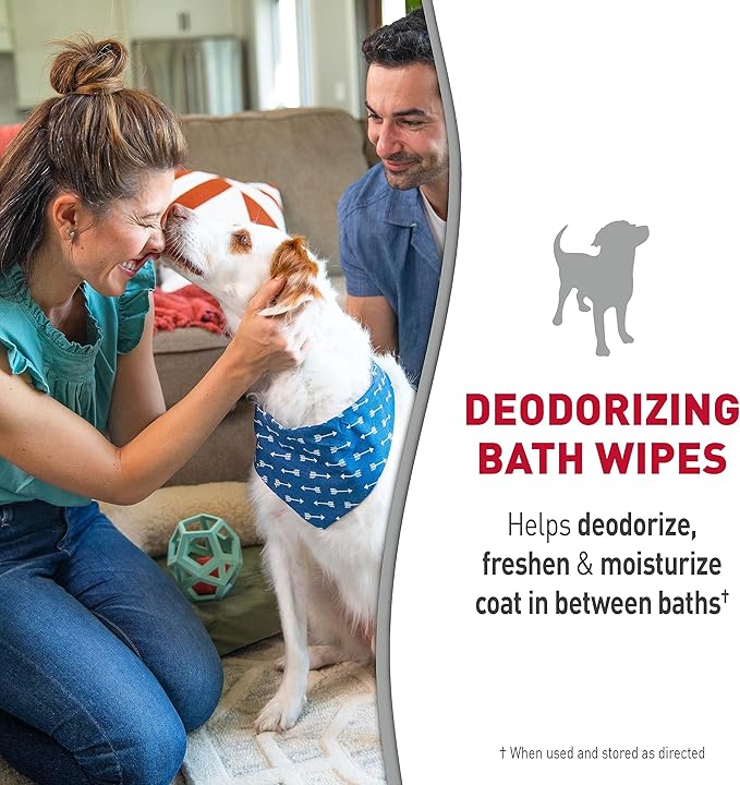 Nature's Miracle Deodorizing Bath Wipes Sunkissed Breeze Scent, 100 Count (Pack of 3)