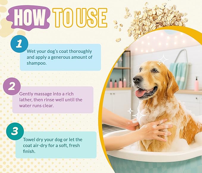ALFIE'S CHOICE Oatmeal Dog Shampoo and Conditioner for Itchy Skin Relief | 16 fl oz | 5-in-1 Puppy Shampoo for Sensitive Skin | Cleans, Deodorizes & Detangles for All Breeds | Dog Wash Made in USA