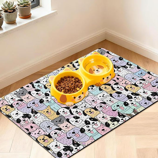 Pet Feeding Mat for Floors Waterproof Dog Mat for Food and Water Absorbent Quick Dry Non Slip mat for Cat Bowls