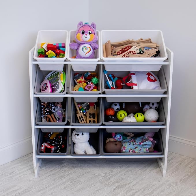 Humble Crew Kids Toy Organizer with 12 Bins, 4 Tier Storage for Playroom