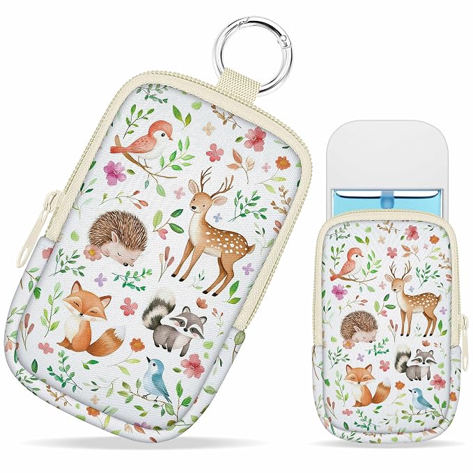Hand Sanitizer Holder, Animal Spray Case Zippered Pouch | Keychain, Travel Size, Cute Fashion Accessory with Snap Hook, for Glow Mist and Power Mist 1FL OZ, Mini Small Pocket Clip on