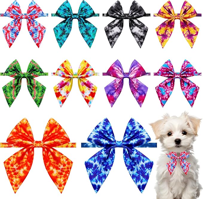 PET SHOW 10 Pack Tie Dye Sailor Dog Bowties for Small Dogs