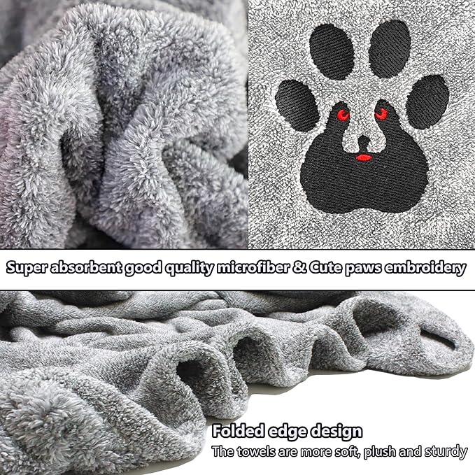 Dogvingpk Extra Large Dog Towel - Pack of 2 - Super Absorbent Soft Microfiber Pet Bath Grooming Towels for Drying Dogs and Other Pets (XL-55" * 36", Green and Brown)
