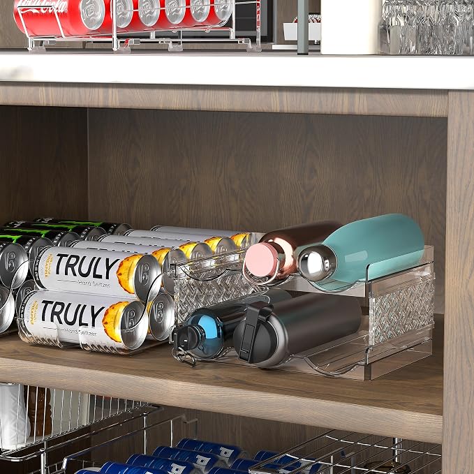 Simple Houseware 2-Tier Stackable Water Bottle Tumbler Storage Organizer | Clear