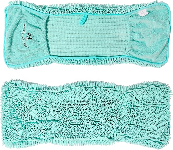 Patas Lague Absorbent Dog Towel for Drying Dogs Large, 35''x15'' Extra Large Microfiber Quick Drying Pet Bath Towel with Hand Pockets, Machine Washable Pet Shammy Aqua