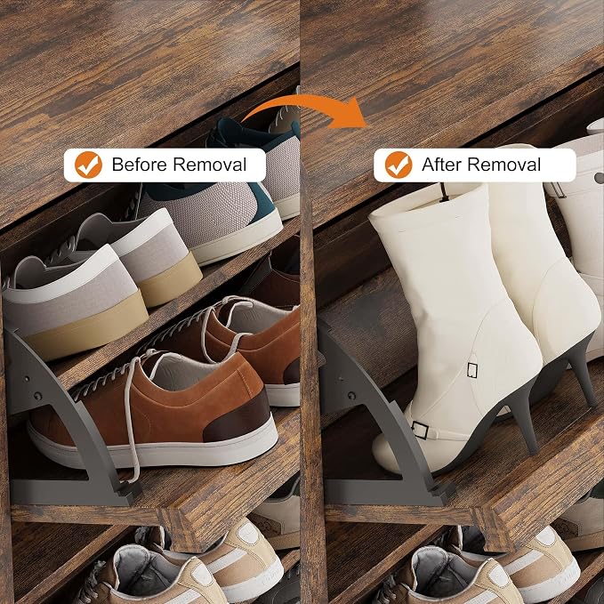 GarveeHome Shoe Cabinet with 6 Flip Drawers, Wooden Shoe Organizer Cabinet with Adjustable Shelf, Shoe Storage for Entryway, Hidden Shoe Cabinet for Hallway, Living Room, Rustic Brown