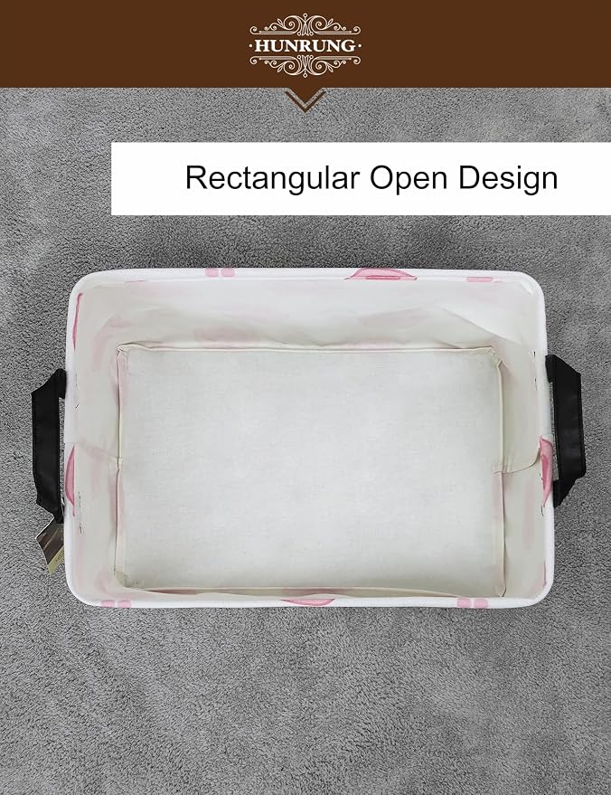 Rectangle Foldable Storage Basket Handles For Home, Pink Paw | Waterproof reinforced handles, perfect for shelf use, organizes clothes, daily items and pet supplies