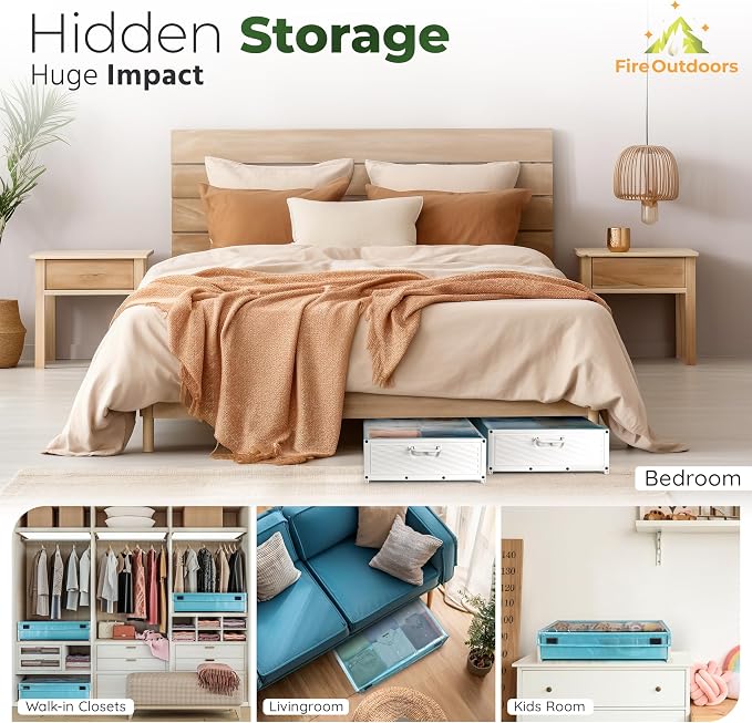 Under Bed Plastic Drawers with Rolling Wheels - Storage Containers with Dual Handles for Easy Access - Space Saving Organizer for Shoes and Clothes