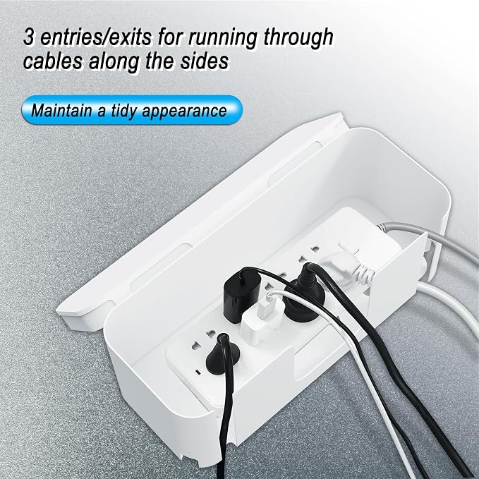 Power Strip Cover Box Cable Management Organizer 2 Pack White