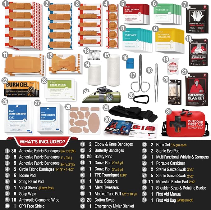 152 PCS Waterproof First Aid Kit, Small Medical Outdoor Boat Safety Dry Bag