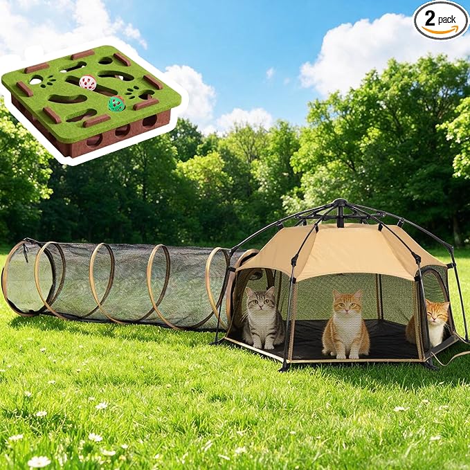 Cat Tent for Indoor and Outdoor Cat Enclosures(Outdoor, Tunnel, and Pet playpen) X-Large Portable Cat Tunnel Play Tents for Cats Rabbits and Small Animals