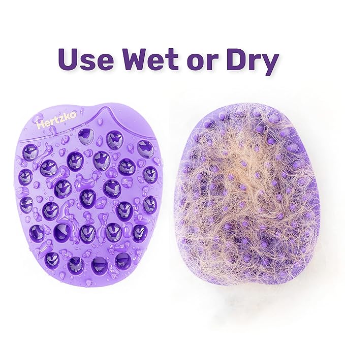 Pet Bath & Massage Brush - Grooming Comb for Shampooing & Massaging Dogs, Cats, Small Animals w/Short or Long Hair - Long Tapered Bristles, Gently Removes Loose, Shed Fur, Bath Brush Cats (No Handle)