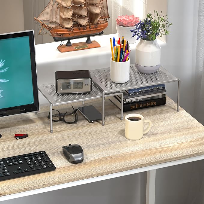 Deco Brothers Expandable Cabinet Shelf Organizer for Kitchen & Counter | Gray