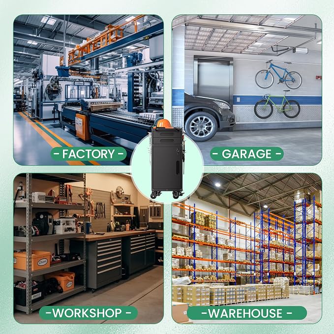 Garage Storage Cabinet,Metal Rolling Tool Cabinet with 2 Pegboard and 10 Hook,Heavy Duty Mechanics Tool Chest Storage for Workshop, Basement,Warehouse,Include Workbench Liner,Black