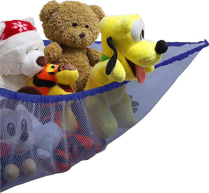 Simple Houseware 2 Pack Stuffed Animal Toy Hammock Net, Dark Blue | Jumbo Size Corner Wall Storage for Kids Room