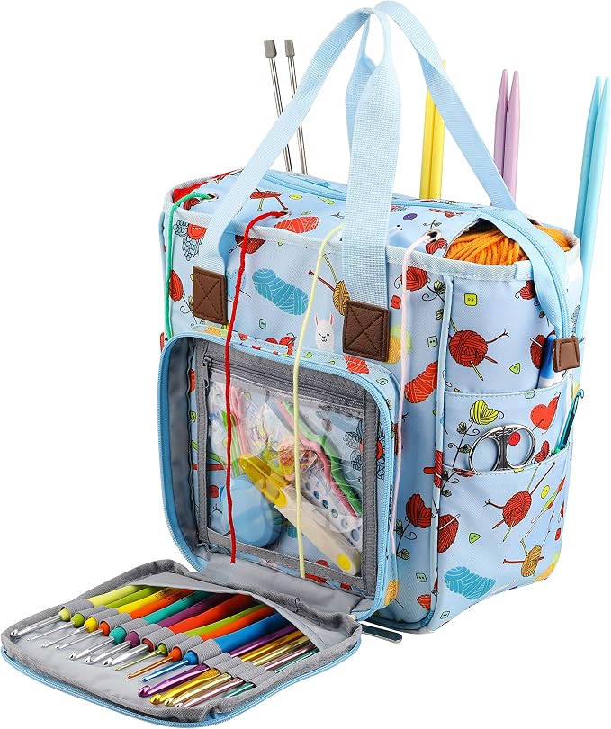 crochet bag,knitting bagBackpack and Tote Bag Storage Bag ，Large capacityYarn Storage Organizer Travel Crochet Bag Women Carrying Crochet Accessories Knitting Needles Crochet
