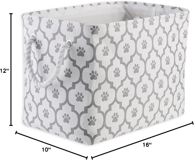 Bone Dry Pet Storage Collection Lattice Paw Print, Medium Rectangle, White/Gray