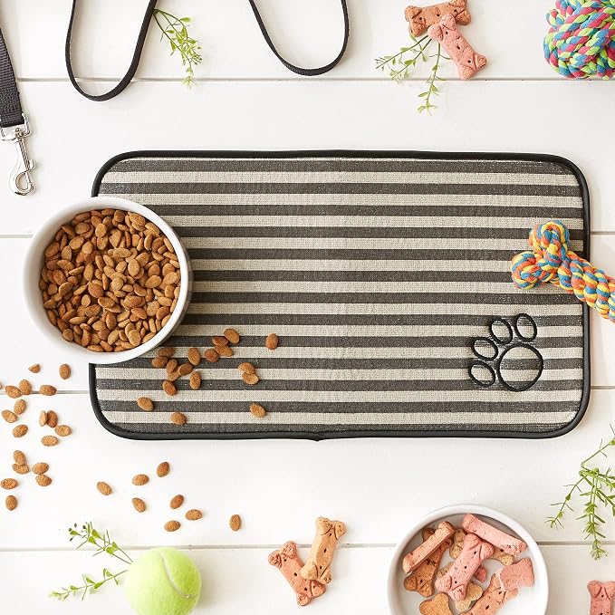 Bone Dry Machine Washable, Ultra Absorbent Pet Mat, 10x18, Brown Stripe