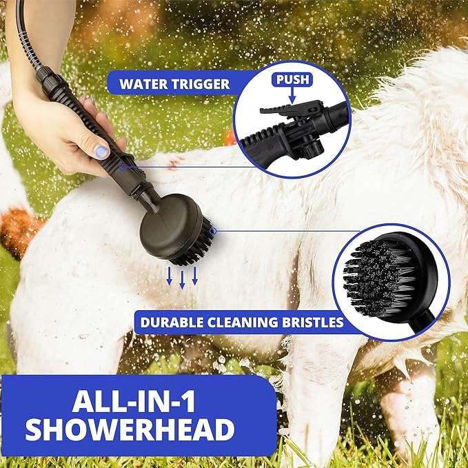 Dog Washer - Portable Paw Cleaner with Bath Brush, Shower Hose Attachment, and 1.3 Gallon (5L) Capacity in Orange
