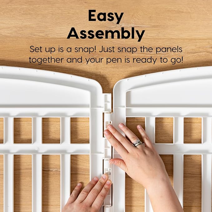 IRIS USA 4-Panel Dog Playpen, Pet Enclosure, White | Puppy Training, Configurable Layout, Multi-Shape Setup, Custom Pen Configuration, Secure Door Latch, Stable Non-Tip Base