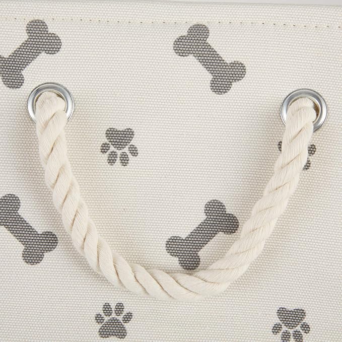 Bone Dry Pet Storage Collection Paw and Bone Print, Large Rectangle, 17.5x12x15", Gray