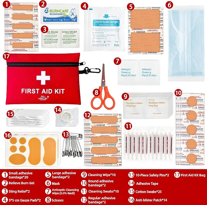 152 Piece Small First Aid Kit, Travel Size First Aid Kit TSA Approved, Mini Forst aid kit for Home, Car, Travel, Camping, Truck, Sports, Office, Hiking Med Kit for Backpack