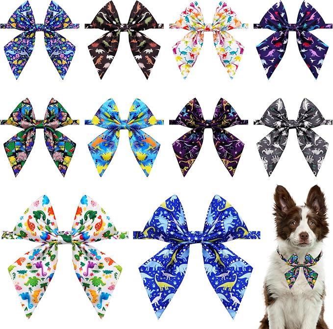 PET SHOW 10 Pack Dinosaur Sailor Dog Bowties for Large Dogs
