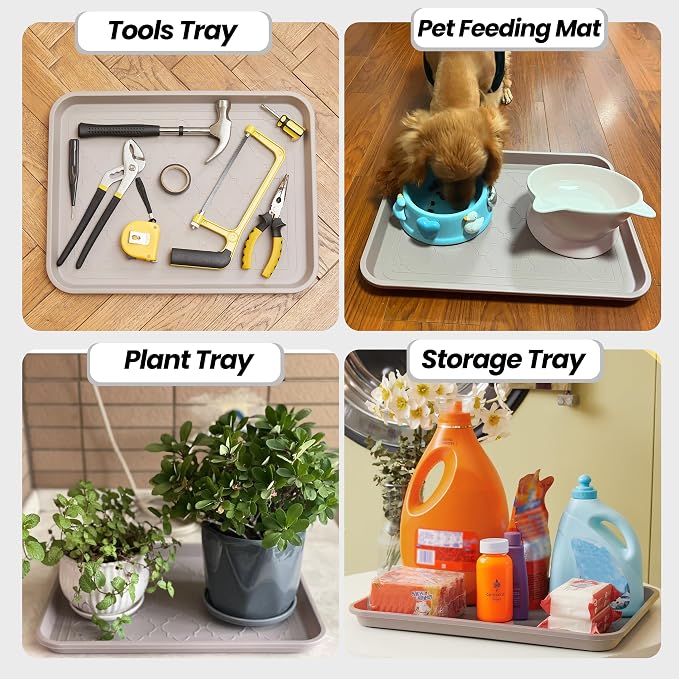 Boot Tray for Entryway Indoor, Heavy Duty Shoe Mat Tray 2 Packs, 16.7"x12.8" Waterproof Mat with Raised Edge, Outdoor Multi-Purpose for Boots, Shoes, Garden, Pets