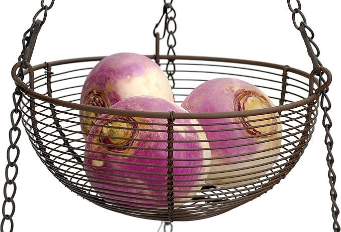 Woven Wire Hanging Basket - Bronze