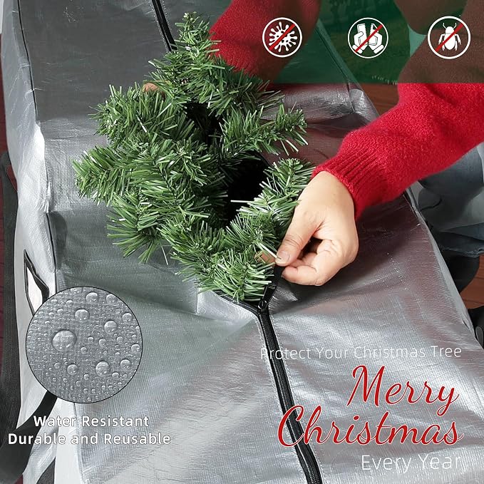 Large Christmas Tree Storage Bag Heavy Duty 7.5 Ft (Gray) | Protects From Moisture & Dust, Holiday Storage, Alternative To Tree Storage Box