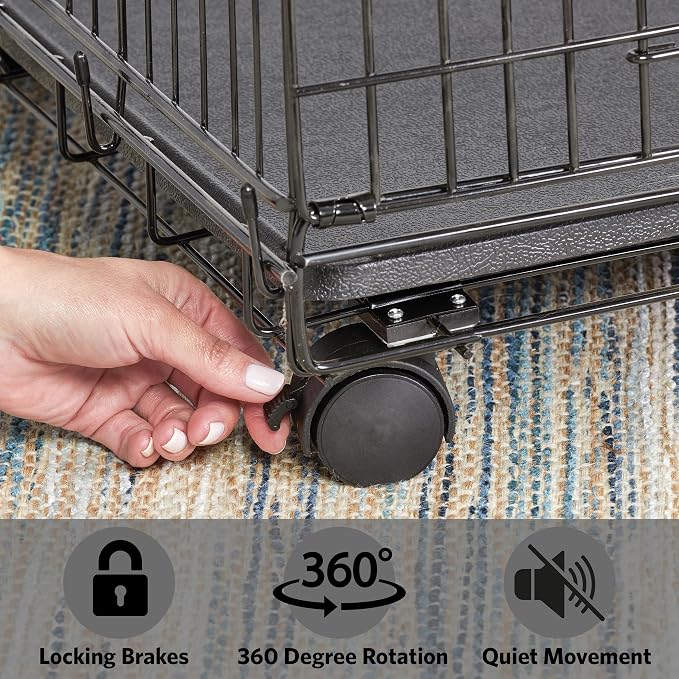 MidWest Homes for Pets Universal Dog Crate Casters, Easy Roll, Safety Locks, Pack of 2 Wheels