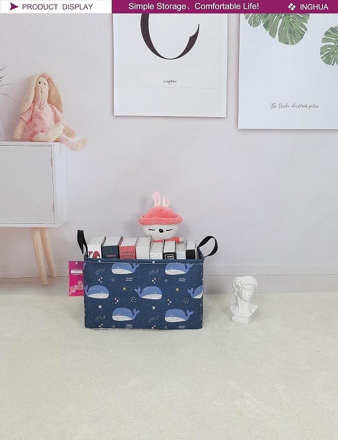 Rectangular Whale Storage Basket | Gifts Bag for Toys,Books,Clothes,Gifts,Pets-Perfect for Home,Office,Nursery,Dorm,Shelf