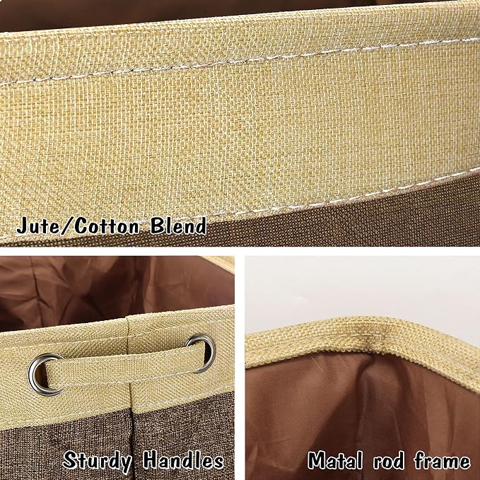 PET ARTIST Dog Toy Basket, Large Collapsible, Brown, L:15"x13"x12" | Dog Toy Bin Box, Comfortable Handles, Large Pet Toy Storage Organizer, For Accessories, Toys, Coat & Clothing, Blanket Leash