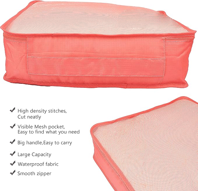 Vercord 7 Set Travel Packing Organizers Cubes Luggage Suitcase Organizer Bags Clothes Underwear Cube Shoe Pouch Pack Watermelon