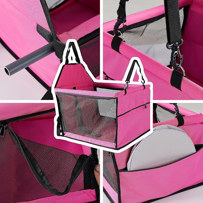 Dog Travel Car Seat Pet Car Booster with Clip-On Safety Leash,Reinforce Support Pipe Anti-Collapse,Portable Collapsible Travel Bags for Dogs Cats or Other Medium Pet Under 35lb, Pink M