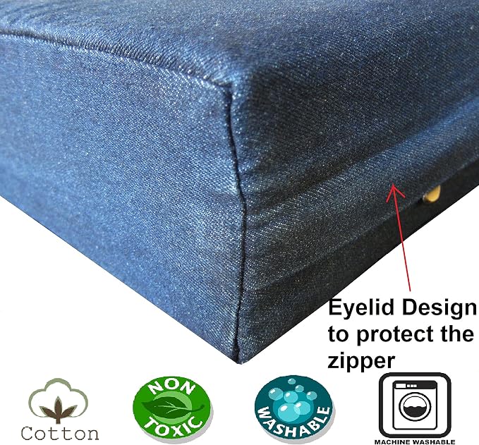 Dogbed4less Orthopedic Gel Cooling Memory Foam Dog Bed with Waterproof Liner and External Durable Denim Cover for Small to Medium Pet 35X20X4 Inches