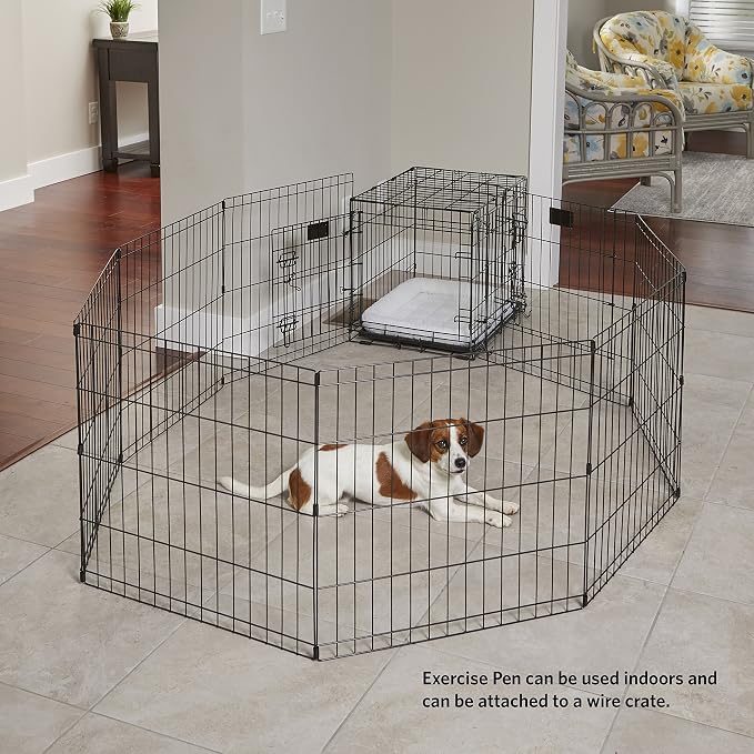 Midwest 36-Inch Exercise Pen, No Door, 16 Sq Ft Play Area | for Indoor and Outdoor Use, No Door Design for Maximum Security, Easy to Set Up, Foldable Playpen