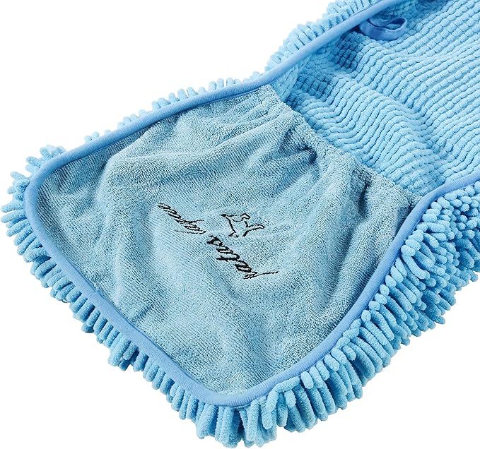 Patas Lague 2 Pack Absorbent Dog Towel for Drying Dogs Large, 35''x15'' Extra Large Microfiber Quick Drying Pet Bath Towel with Hand Pockets, Machine Washable Pet Shammy Blue Pink