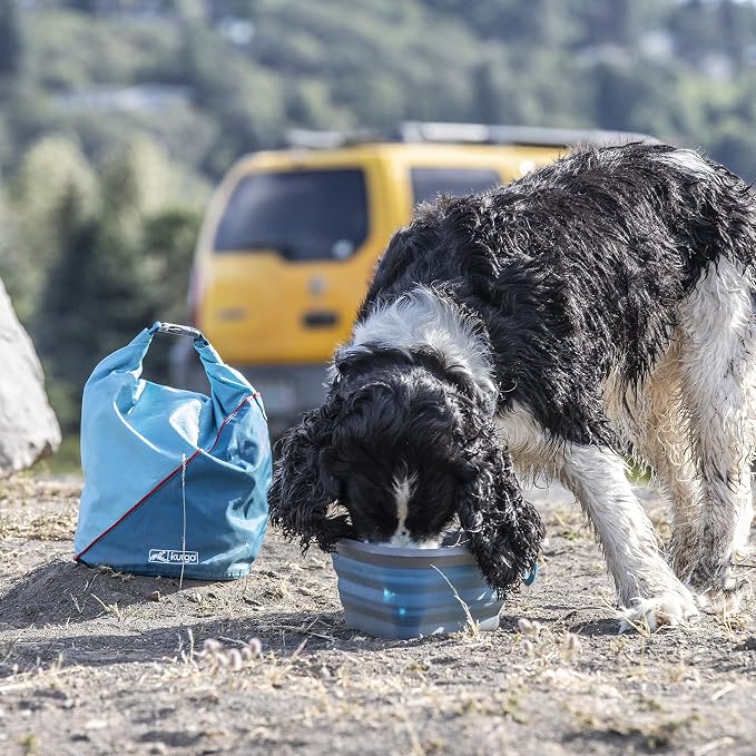 Kurgo Kibble Carrier - Portable Kibble Carrier - Compact Travel Storage - Dog Food Dry Bag - Camping Dog Storage - 5 lb Capacity - Navy