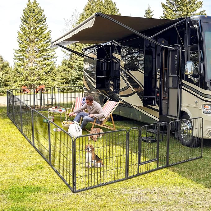 16 Panel Dog Playpen - 32" Height, Indoor/Outdoor, Small to Large Dogs, Puppy Kennel